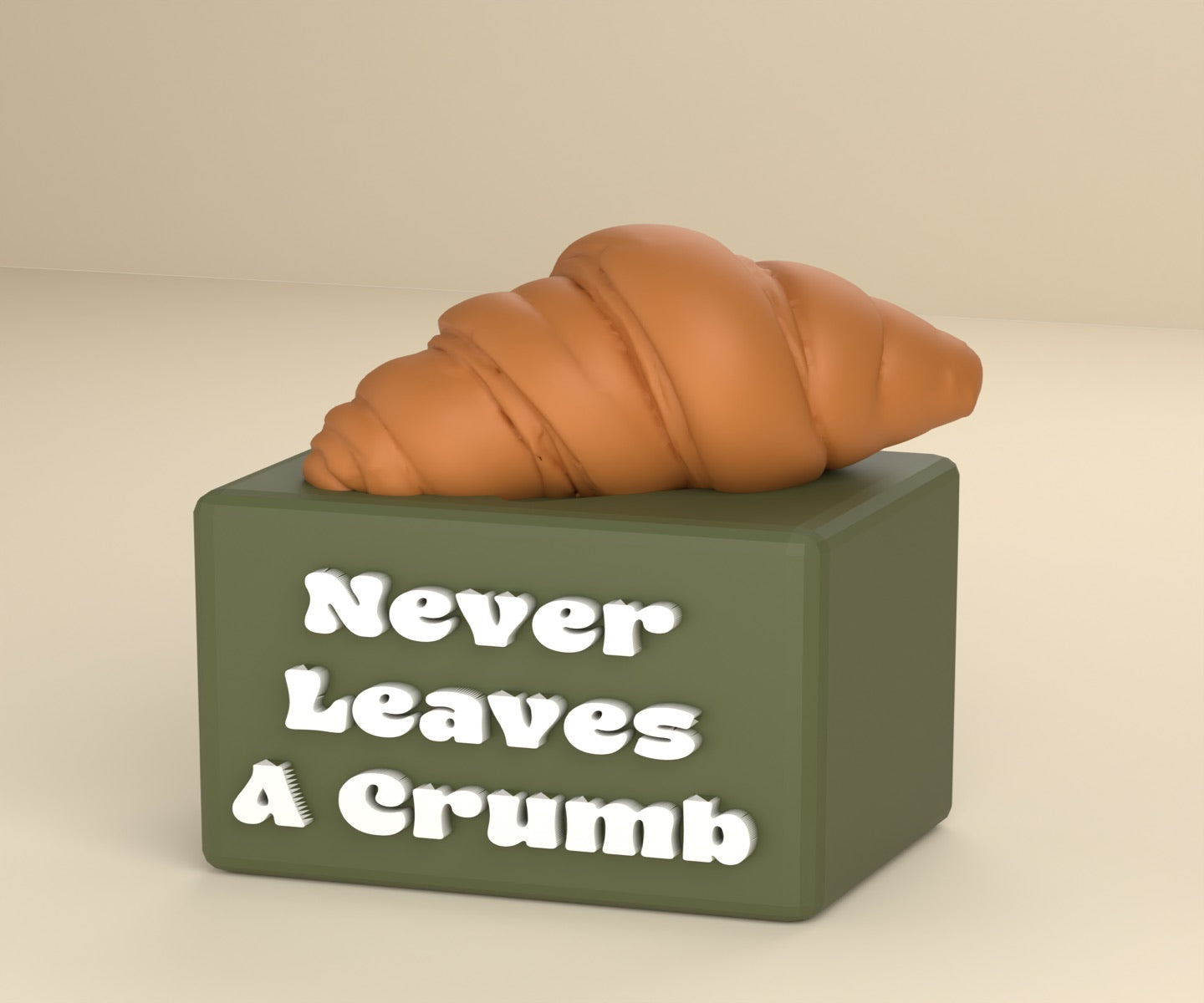 Croissant charm award, base reads Never Leaves A Crumb